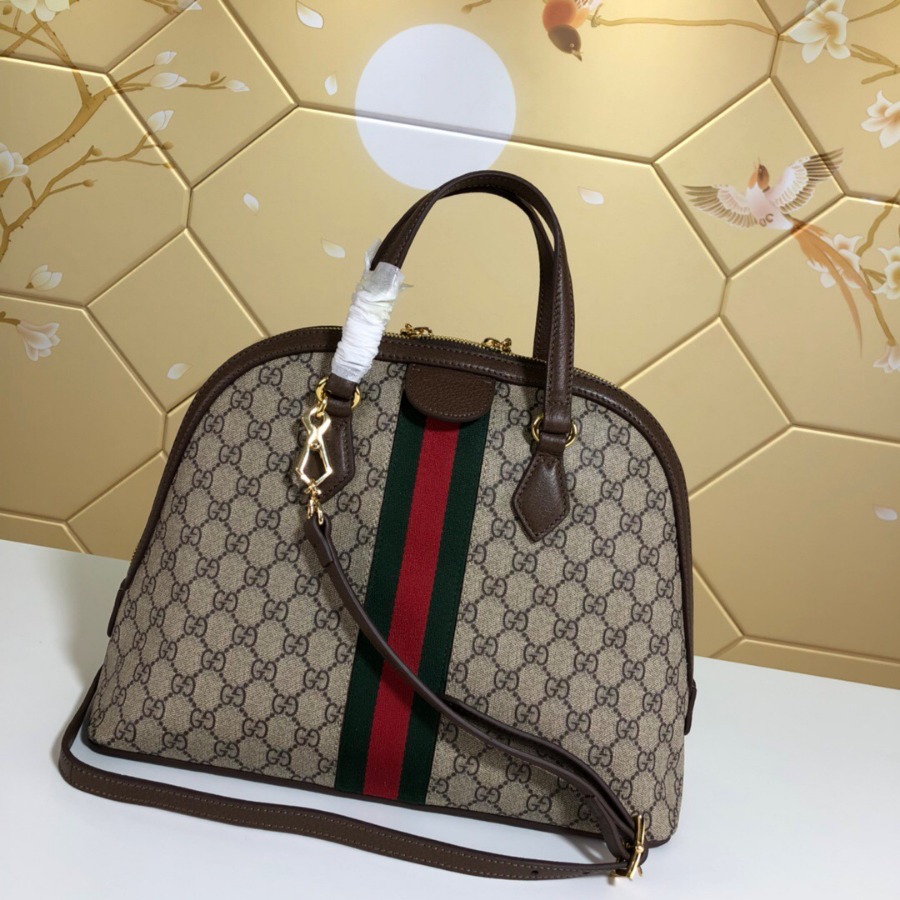 524533, Ophidia GG medium top handle bag, Green and red Web, GUCCI HANDBAGS
