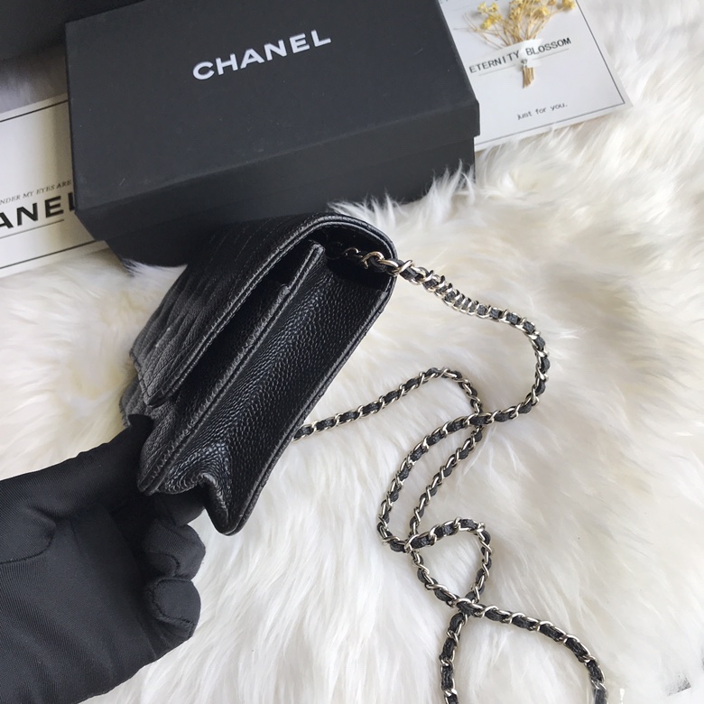 A33814, CLASSIC WALLET ON CHAIN, WOC CHANEL, CAVIAR / CALFSKIN