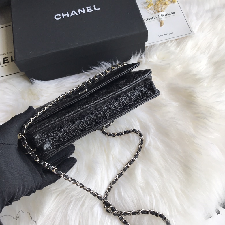 A33814, CLASSIC WALLET ON CHAIN, WOC CHANEL, CAVIAR / CALFSKIN