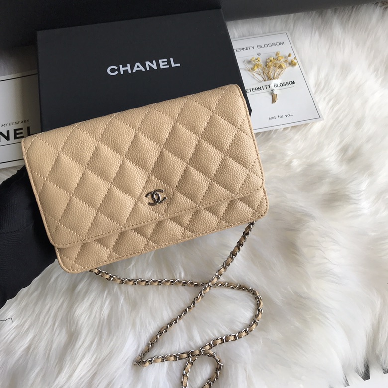 A33814, CLASSIC WALLET ON CHAIN, WOC CHANEL, CAVIAR / CALFSKIN