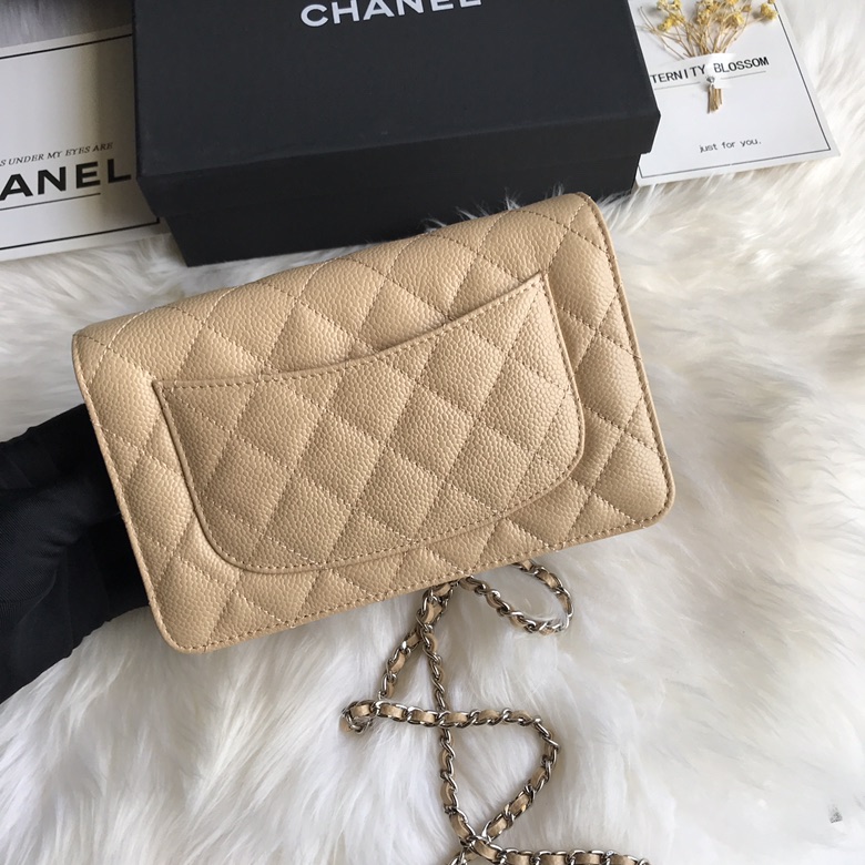 A33814, CLASSIC WALLET ON CHAIN, WOC CHANEL, CAVIAR / CALFSKIN