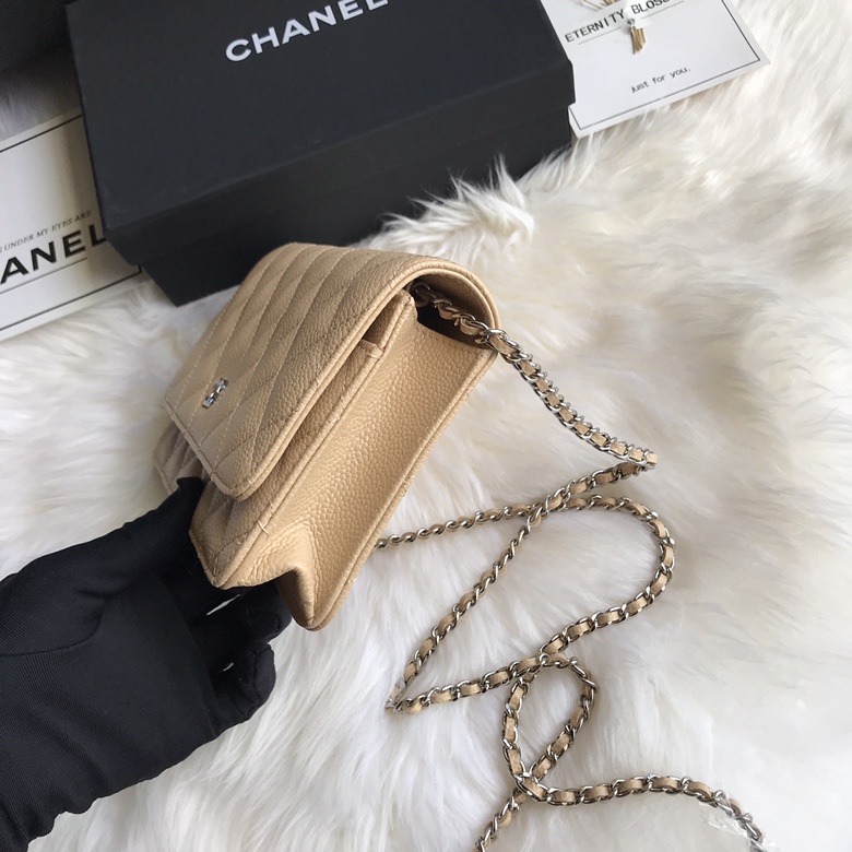 A33814, CLASSIC WALLET ON CHAIN, WOC CHANEL, CAVIAR / CALFSKIN