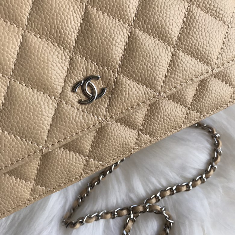 A33814, CLASSIC WALLET ON CHAIN, WOC CHANEL, CAVIAR / CALFSKIN