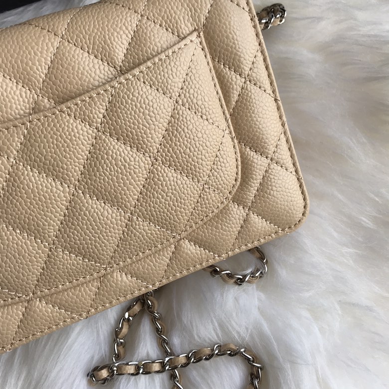 A33814, CLASSIC WALLET ON CHAIN, WOC CHANEL, CAVIAR / CALFSKIN