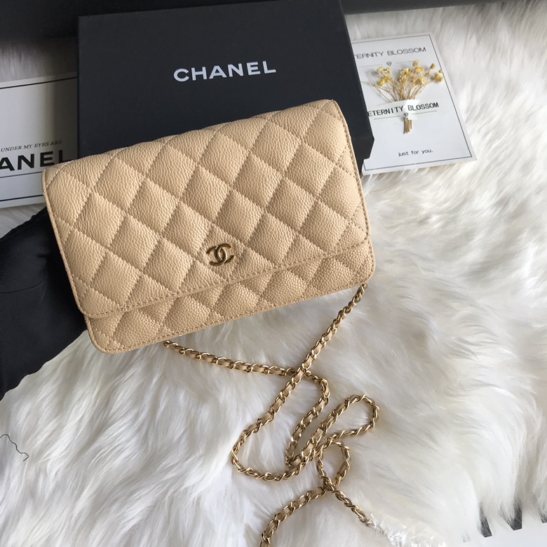 A33814, CLASSIC WALLET ON CHAIN, WOC CHANEL, CAVIAR / CALFSKIN