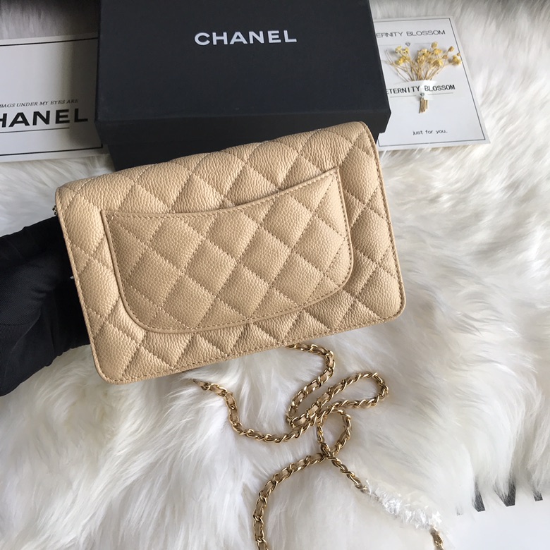 A33814, CLASSIC WALLET ON CHAIN, WOC CHANEL, CAVIAR / CALFSKIN