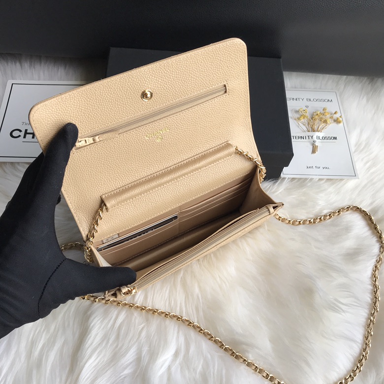 A33814, CLASSIC WALLET ON CHAIN, WOC CHANEL, CAVIAR / CALFSKIN