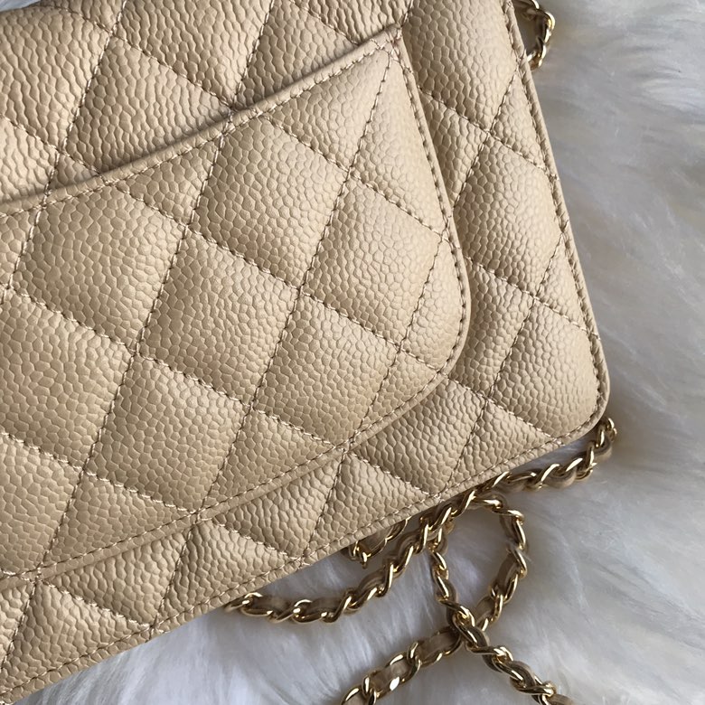 A33814, CLASSIC WALLET ON CHAIN, WOC CHANEL, CAVIAR / CALFSKIN