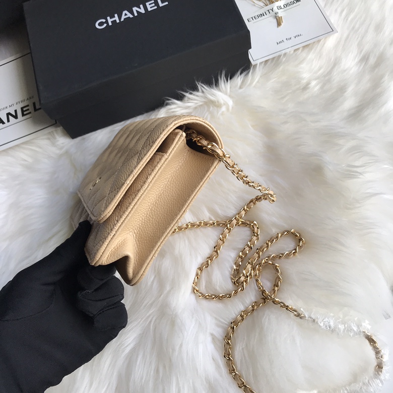 A33814, CLASSIC WALLET ON CHAIN, WOC CHANEL, CAVIAR / CALFSKIN
