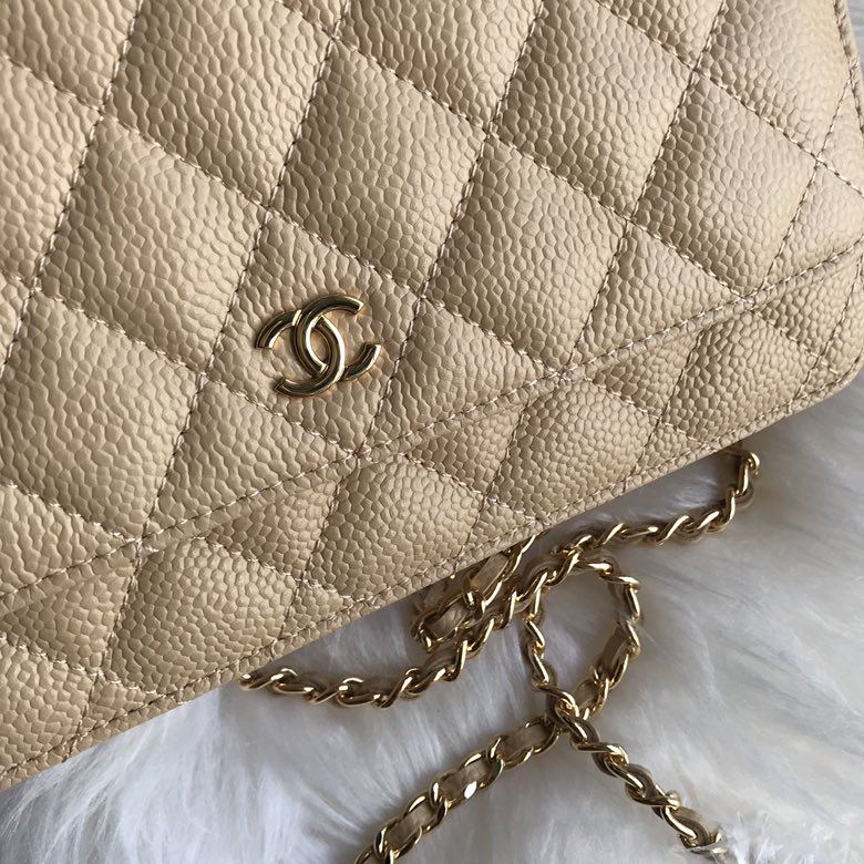 A33814, CLASSIC WALLET ON CHAIN, WOC CHANEL, CAVIAR / CALFSKIN