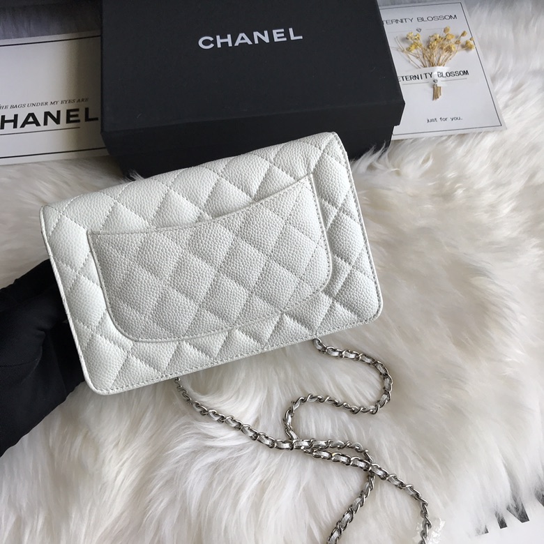 A33814, CLASSIC WALLET ON CHAIN, WOC CHANEL, CAVIAR / CALFSKIN