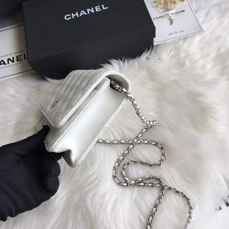 A33814, CLASSIC WALLET ON CHAIN, WOC CHANEL, CAVIAR / CALFSKIN
