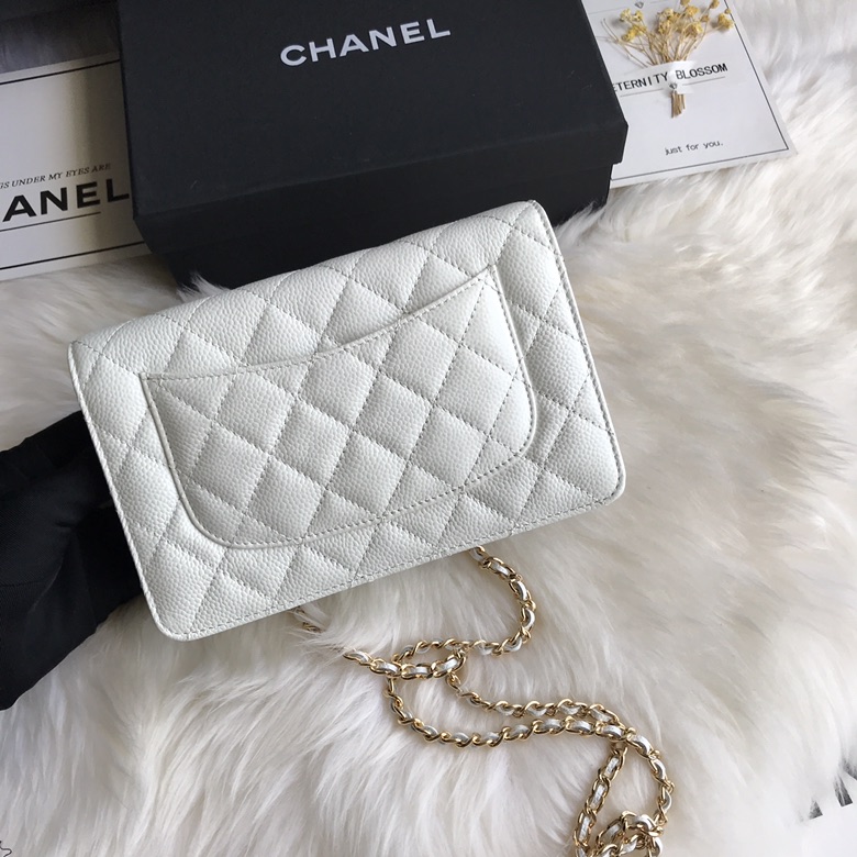 A33814, CLASSIC WALLET ON CHAIN, WOC CHANEL, CAVIAR / CALFSKIN