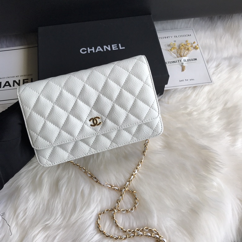 A33814, CLASSIC WALLET ON CHAIN, WOC CHANEL, CAVIAR / CALFSKIN