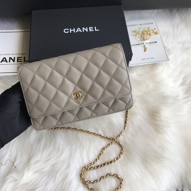 A33814, CLASSIC WALLET ON CHAIN, WOC CHANEL, CAVIAR / CALFSKIN