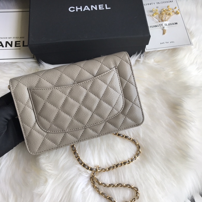 A33814, CLASSIC WALLET ON CHAIN, WOC CHANEL, CAVIAR / CALFSKIN