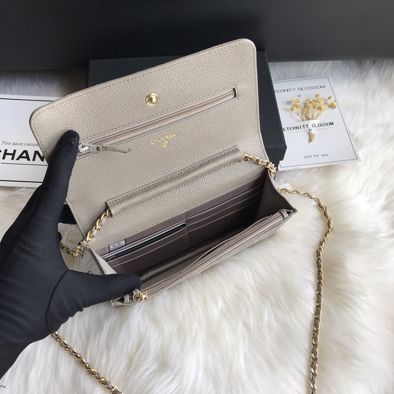 A33814, CLASSIC WALLET ON CHAIN, WOC CHANEL, CAVIAR / CALFSKIN
