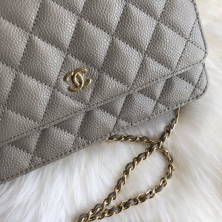 A33814, CLASSIC WALLET ON CHAIN, WOC CHANEL, CAVIAR / CALFSKIN