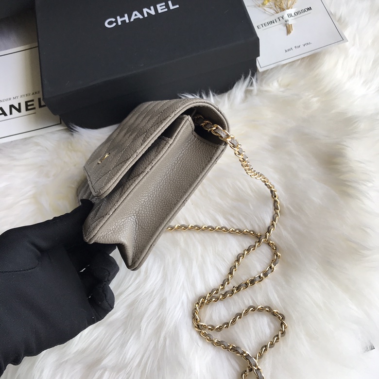 A33814, CLASSIC WALLET ON CHAIN, WOC CHANEL, CAVIAR / CALFSKIN