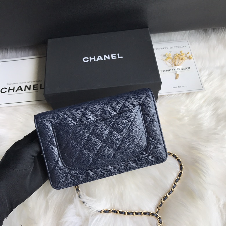 A33814, CLASSIC WALLET ON CHAIN, WOC CHANEL, CAVIAR / CALFSKIN
