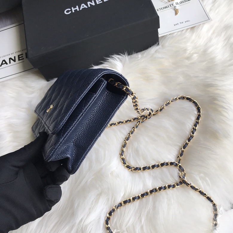 A33814, CLASSIC WALLET ON CHAIN, WOC CHANEL, CAVIAR / CALFSKIN