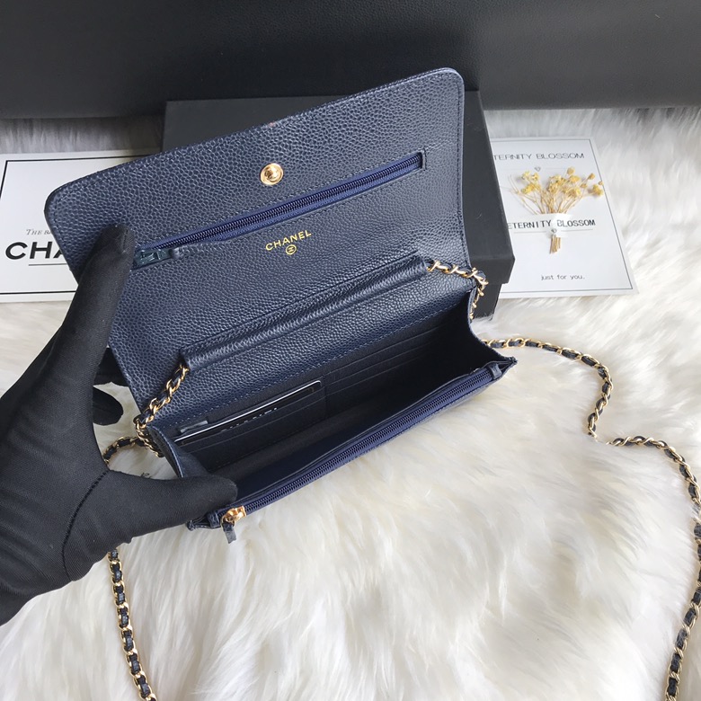 A33814, CLASSIC WALLET ON CHAIN, WOC CHANEL, CAVIAR / CALFSKIN