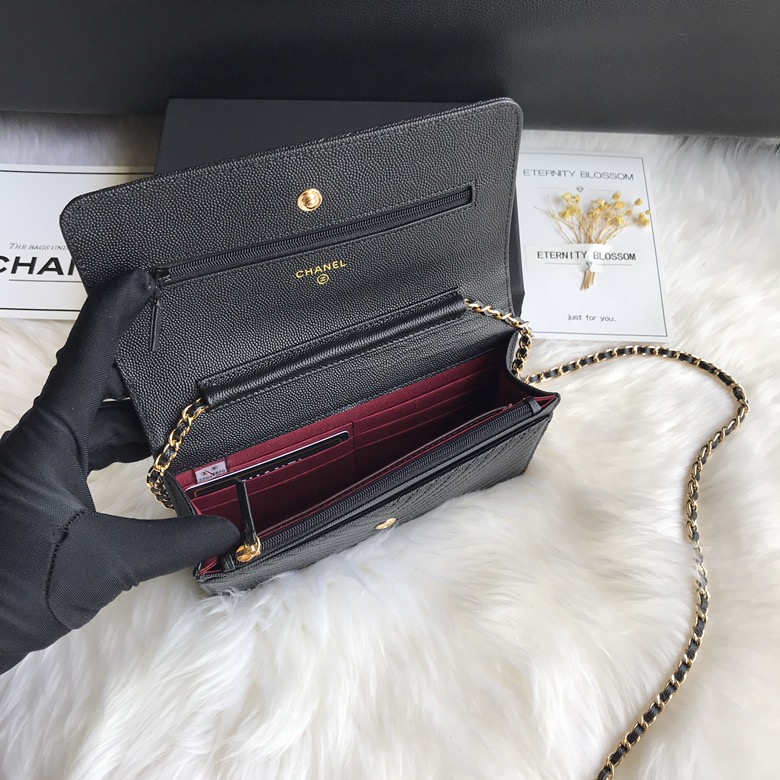 A33814, Classic Wallet on Chain, WOC CHANEL,  CAVIAR / CALFSKIN