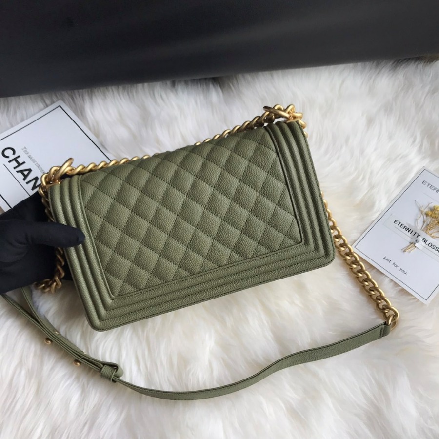 BOY CHANEL HANDBAG, PRINTED GRAINED CALFSKIN, Caviar, 25CM / 9.8 IN