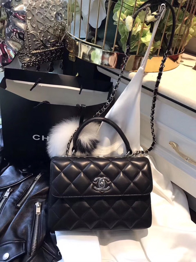 A92236, Small Flap Bag with Top Handle, CHANEL HANDBAG, 25CM