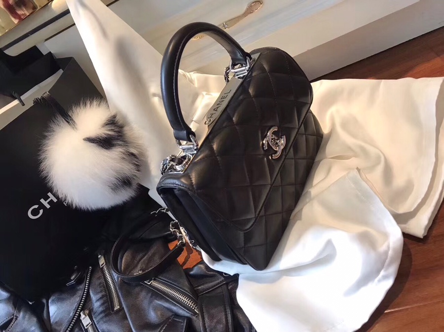 A92236, Small Flap Bag with Top Handle, CHANEL HANDBAG, 25CM