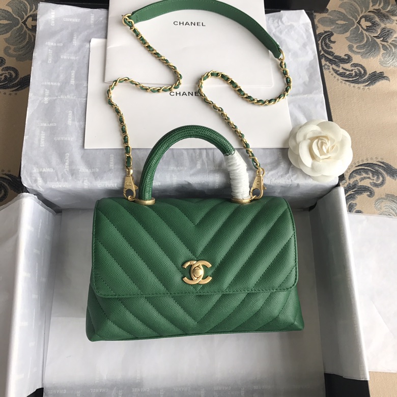 A92990, Small Flap Bag with Top Handle, CHANEL Handbags, Caviar, Grained Calfskin, Lizard & Gold-Tone Metal