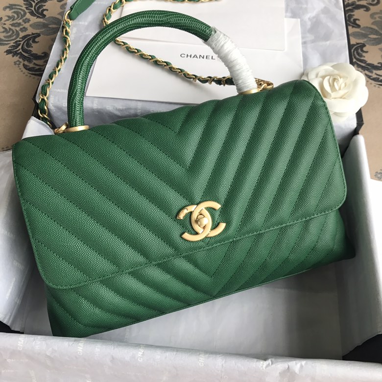 A92991, Flap Bag with Top Handle, CHANEL Handbags, Caviar, Grained Calfskin, Lizard & Gold-Tone Metal