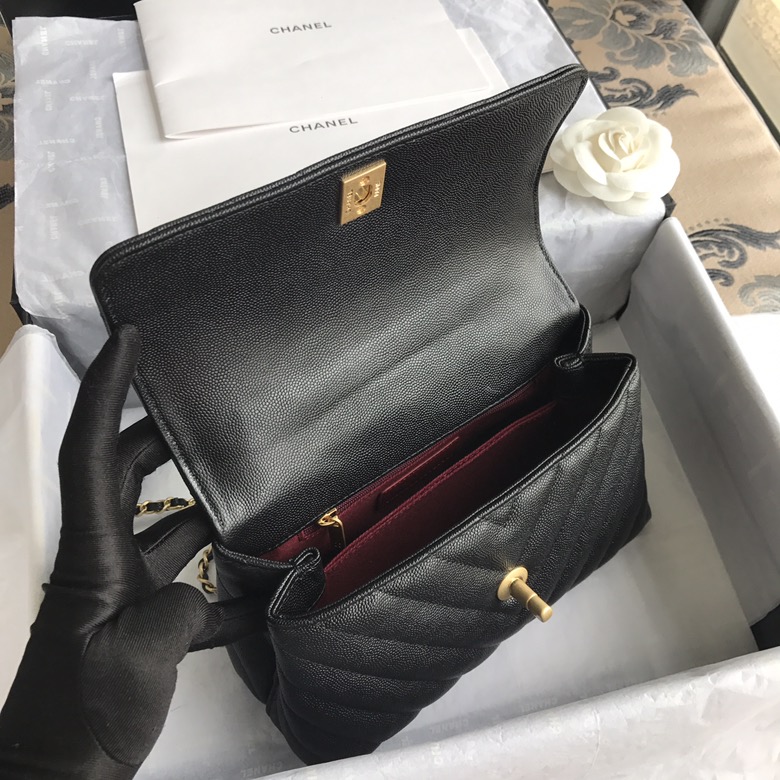 A92990, Small Flap Bag with Top Handle, CHANEL Handbags, Caviar, Grained Calfskin, Lizard & Gold-Tone Metal