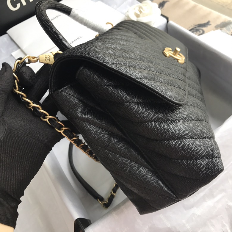 A92991, Flap Bag with Top Handle, CHANEL Handbags, Caviar, Grained Calfskin, Lizard & Gold-Tone Metal