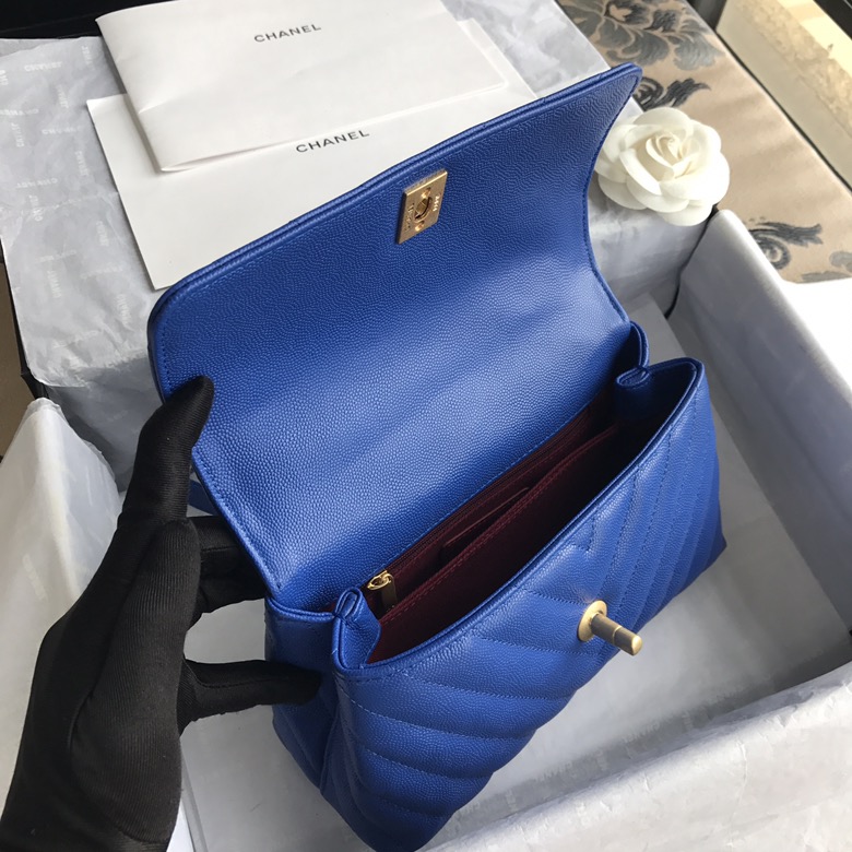 A92990, Small Flap Bag with Top Handle, CHANEL Handbags, Caviar, Grained Calfskin, Lizard & Gold-Tone Metal