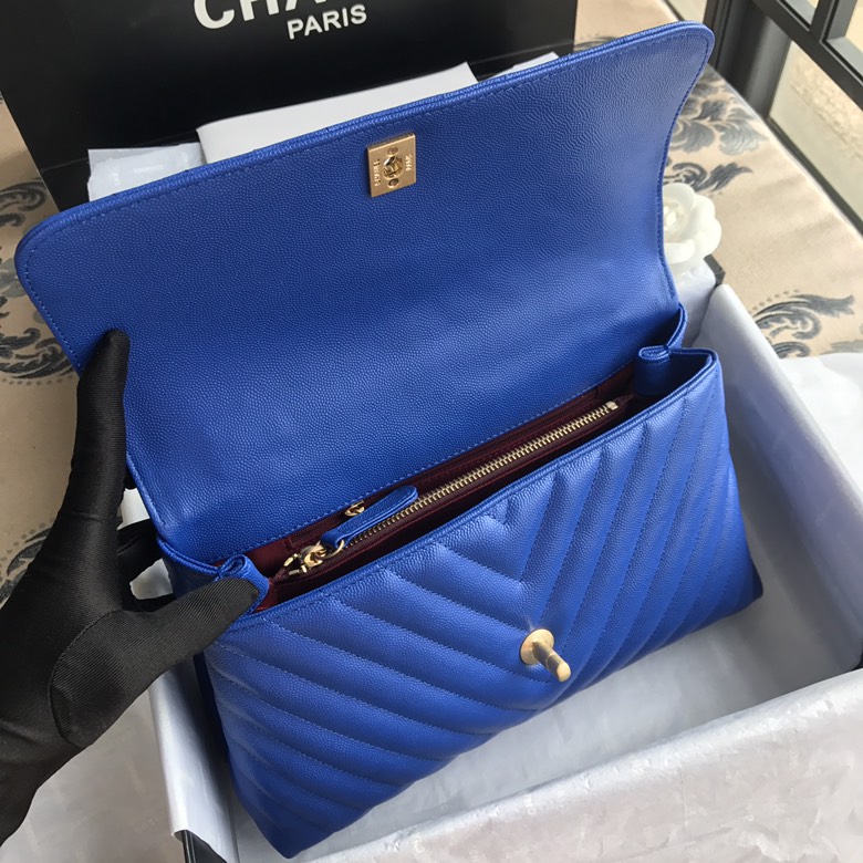 A92991, Flap Bag with Top Handle, CHANEL Handbags, Caviar, Grained Calfskin, Lizard & Gold-Tone Metal