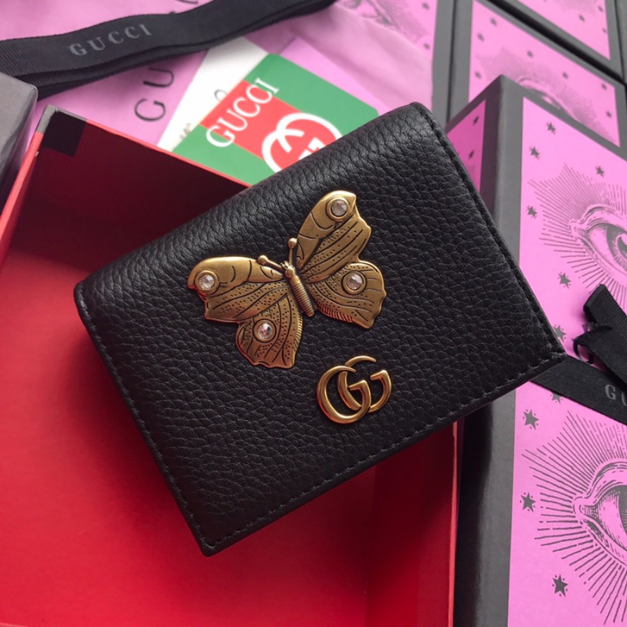 ‎499361, Leather card case with butterfly, Gucci Wallets