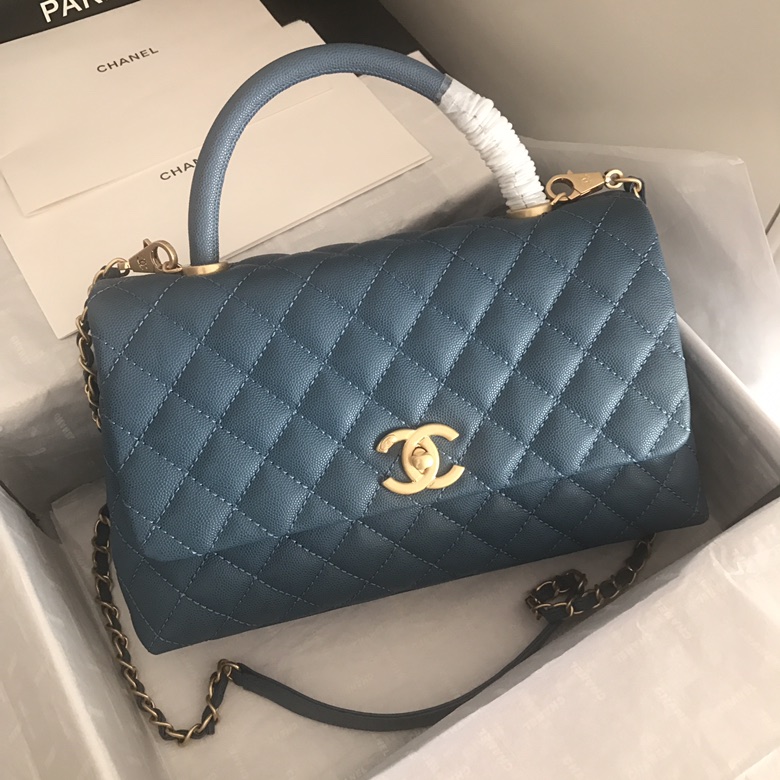 A92991, Flap Bag with Top Handle, CHANEL Handbags, Caviar, Grained Calfskin, Lizard & Gold-Tone Metal