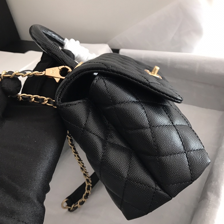 A92990, Small Flap Bag with Top Handle, CHANEL Handbags, Caviar, Grained Calfskin, Lizard & Gold-Tone Metal