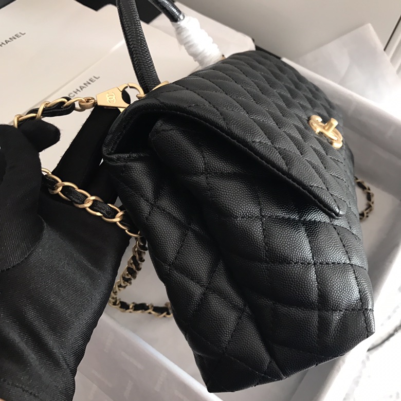 A92991, Flap Bag with Top Handle, CHANEL Handbags, Caviar, Grained Calfskin, Lizard & Gold-Tone Metal