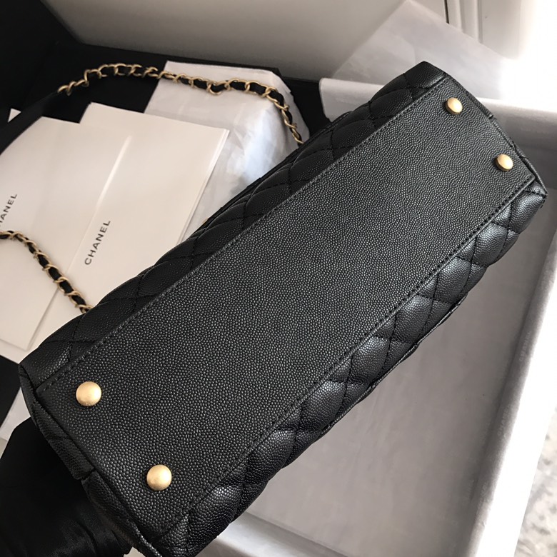 A92991, Flap Bag with Top Handle, CHANEL Handbags, Caviar, Grained Calfskin, Lizard & Gold-Tone Metal