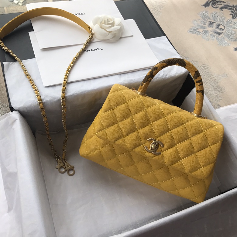 A92990, Small Flap Bag with Top Handle, CHANEL Handbags, Caviar, Grained Calfskin, Lizard & Gold-Tone Metal