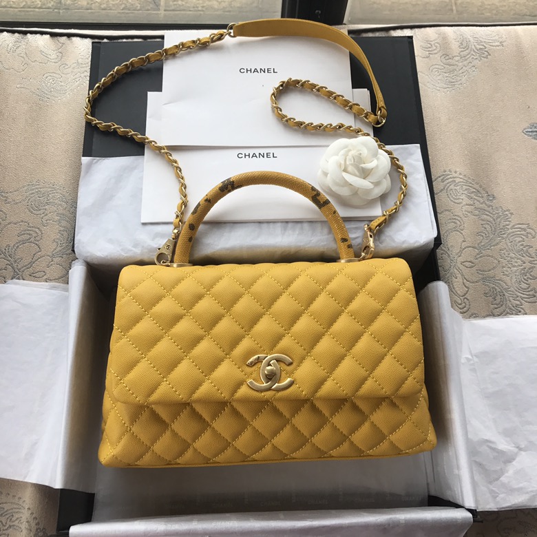 A92991, Flap Bag with Top Handle, CHANEL Handbags, Caviar, Grained Calfskin, Lizard & Gold-Tone Metal