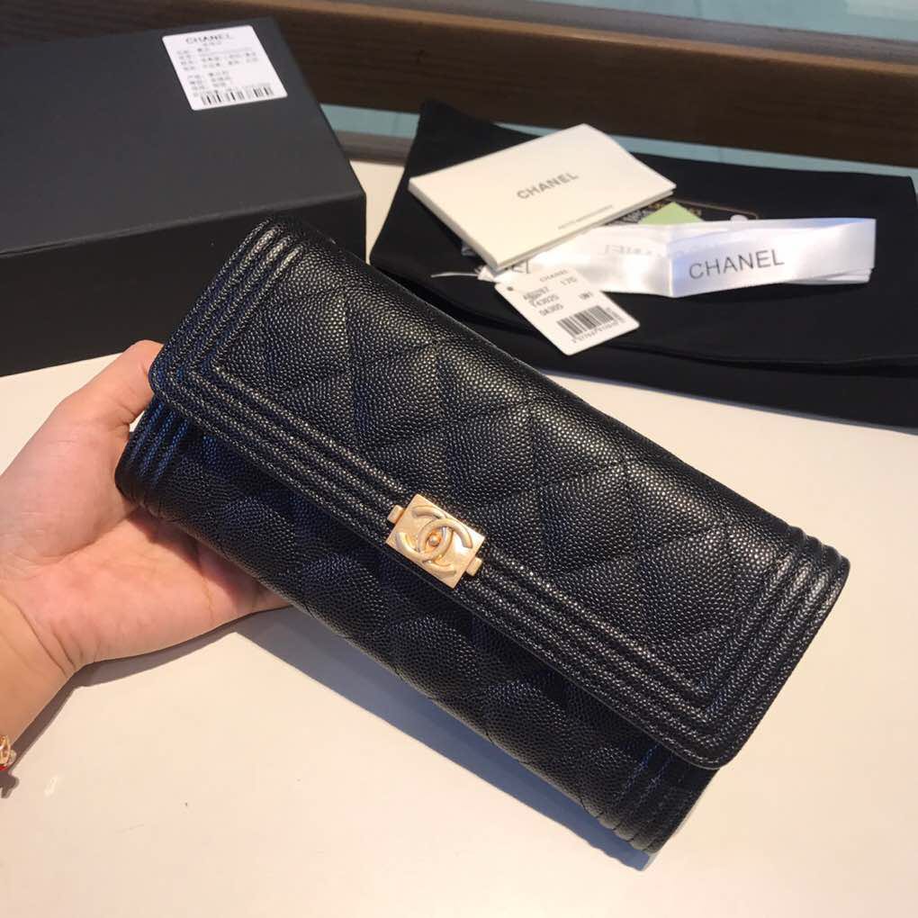 BOY CHANEL Flap Wallet, CAVIAR CALFSKIN