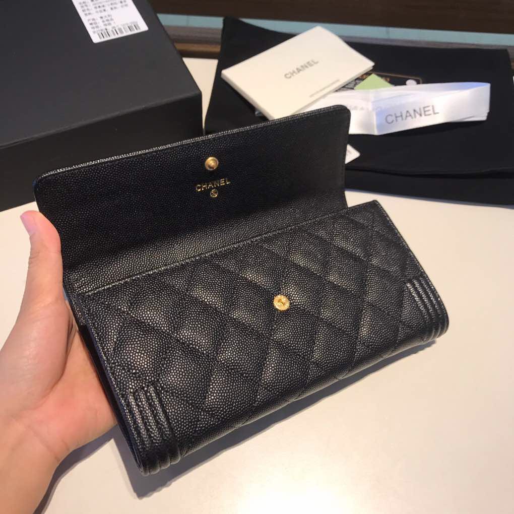 BOY CHANEL Flap Wallet, CAVIAR CALFSKIN