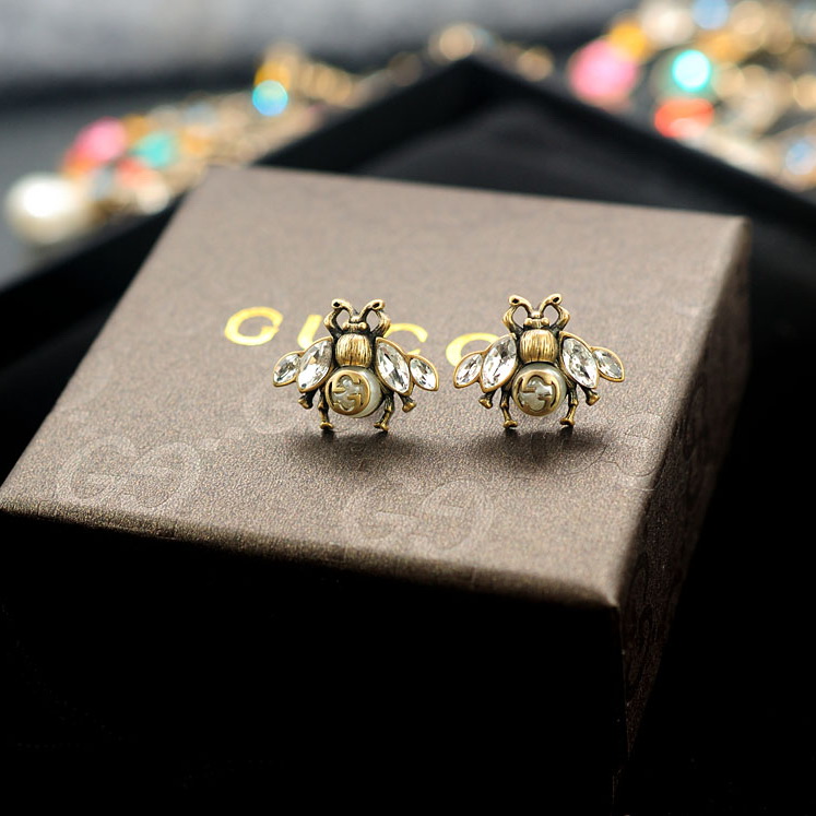 Bee earrings with crystals, EARRINGS, GUCCI JEWELRY, 2 x 1.5 cm