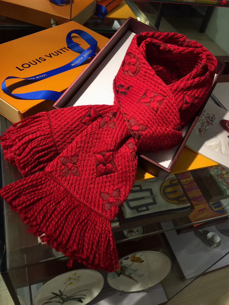 LOGOMANIA SCARF, LOUIS VUITTON LV SCARF, 68.9 x 11.8 inches, 94% wool, 6% silk