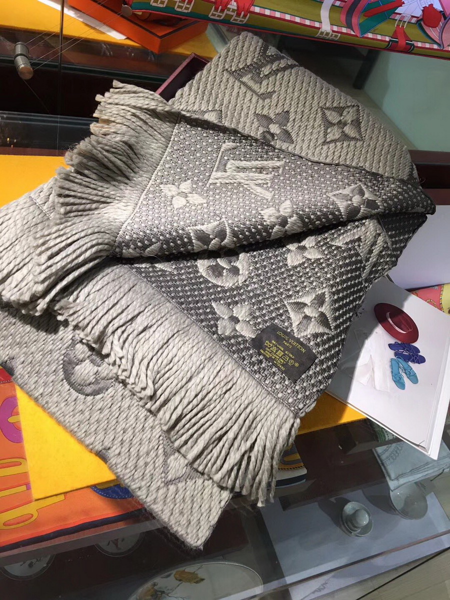 LOGOMANIA SCARF, LOUIS VUITTON LV SCARF, 68.9 x 11.8 inches, 94% wool, 6% silk