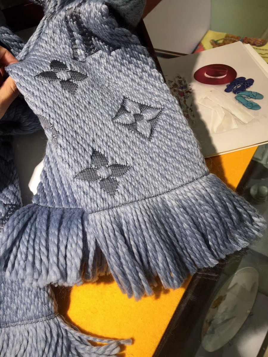 LOGOMANIA SCARF, LOUIS VUITTON LV SCARF, 68.9 x 11.8 inches, 94% wool, 6% silk
