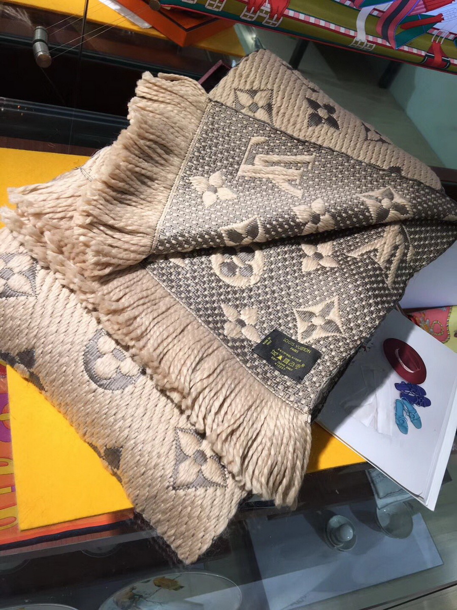LOGOMANIA SCARF, LOUIS VUITTON LV SCARF, 68.9 x 11.8 inches, 94% wool, 6% silk